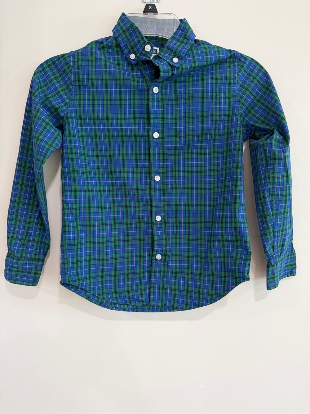 Janie and Jack Green and Blue Plaid Button-Down Shirt